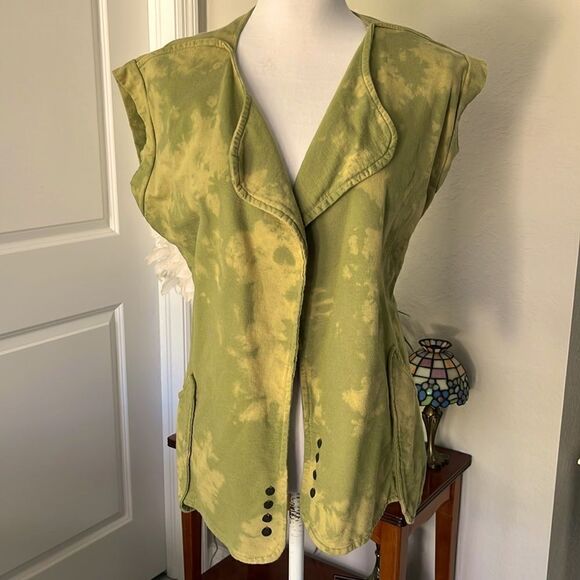 Jill Stern Wearable Art Open Vest Oversized Pocket Hand Dyed Rare Oversized S/M - Picture 1 of 9